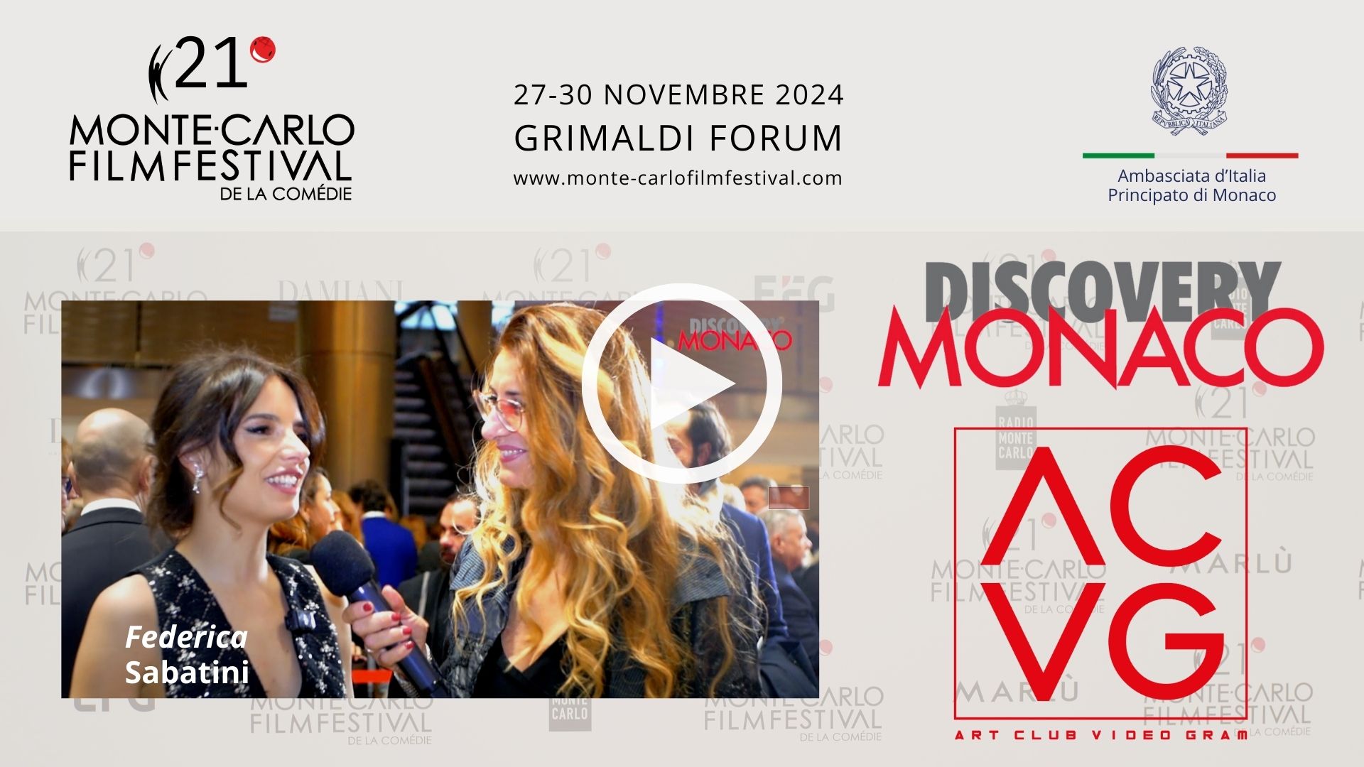 2024 Monte-Carlo Film Festival de la Comédie. Interviste. Discovery Monaco. Serie Art Club Videogram.Intervista a Federica Sabatini