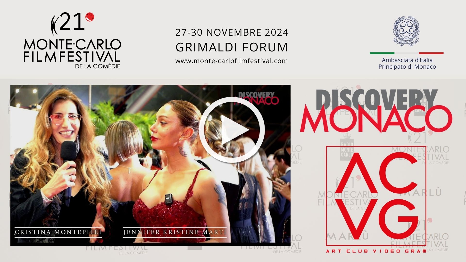 2024 Monte-Carlo Film Festival de la Comédie. Interviste. Discovery Monaco. Serie Art Club Videogram.Intervista Kristine Marti