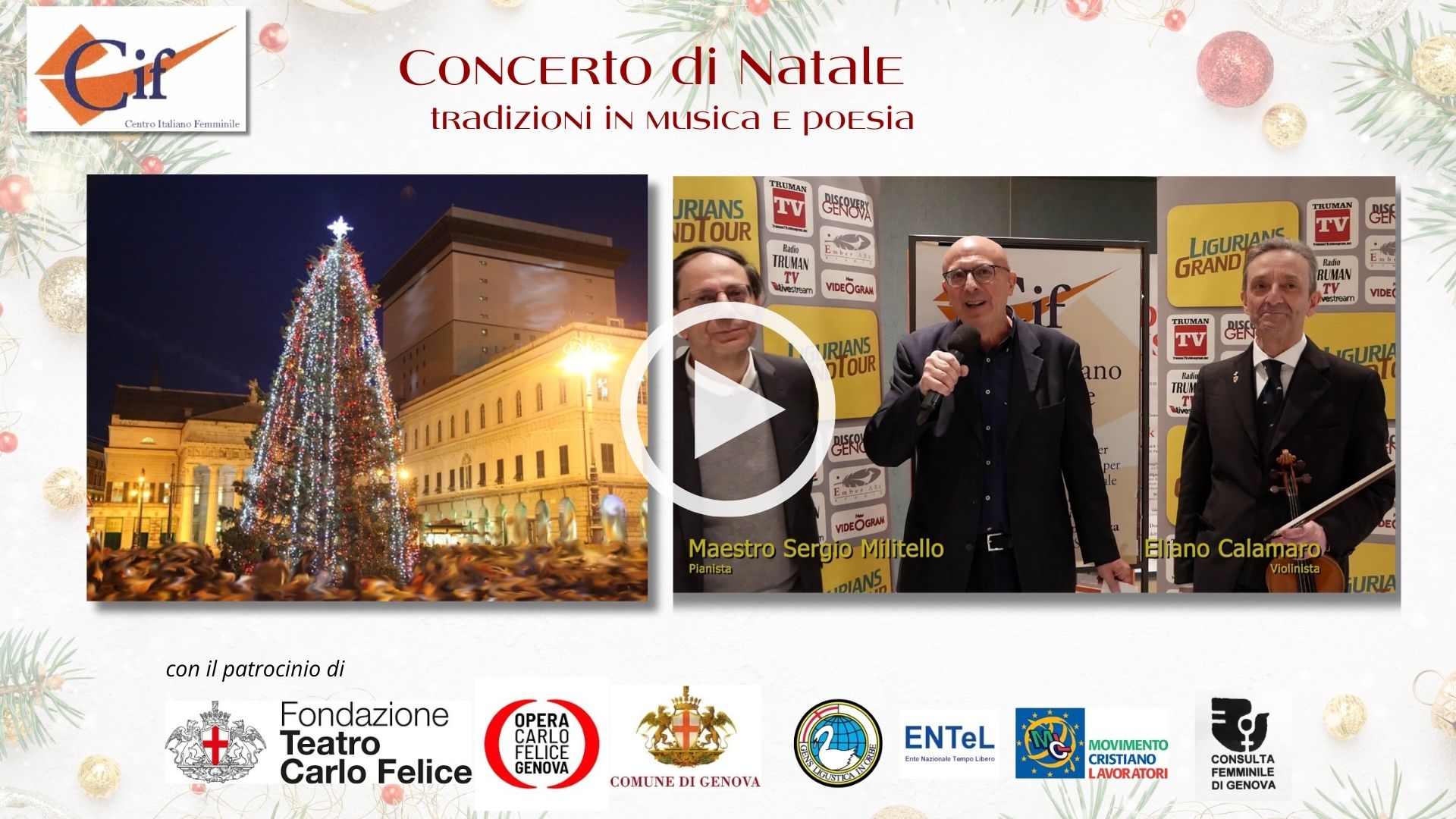 Eliano Calamaro e Sergio Militello. Intervista. Format Ligurians. Discovery Genova.Concerto di Natale- tradizioni in musica e poesia"