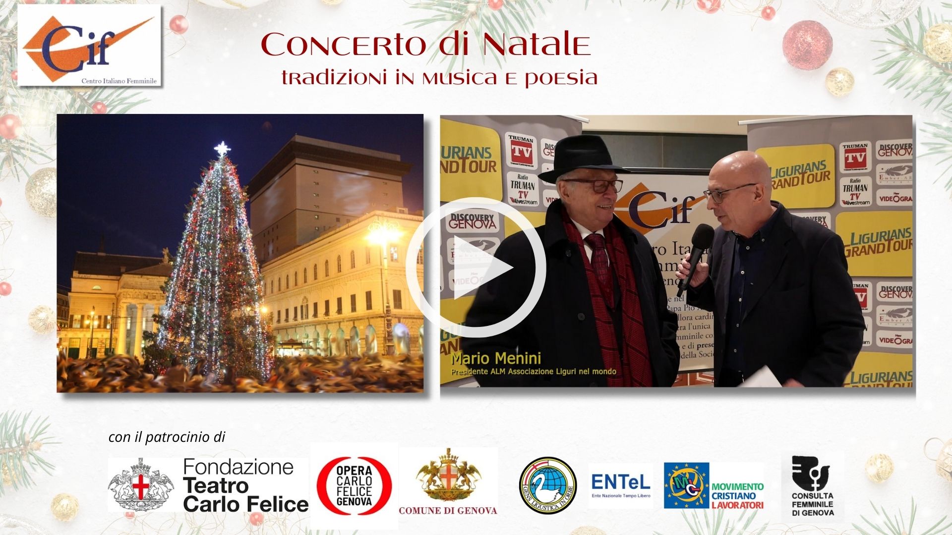 Mario Menini. Intervista. Format Ligurians. Discovery Genova.Concerto di Natale- tradizioni in musica e poesia