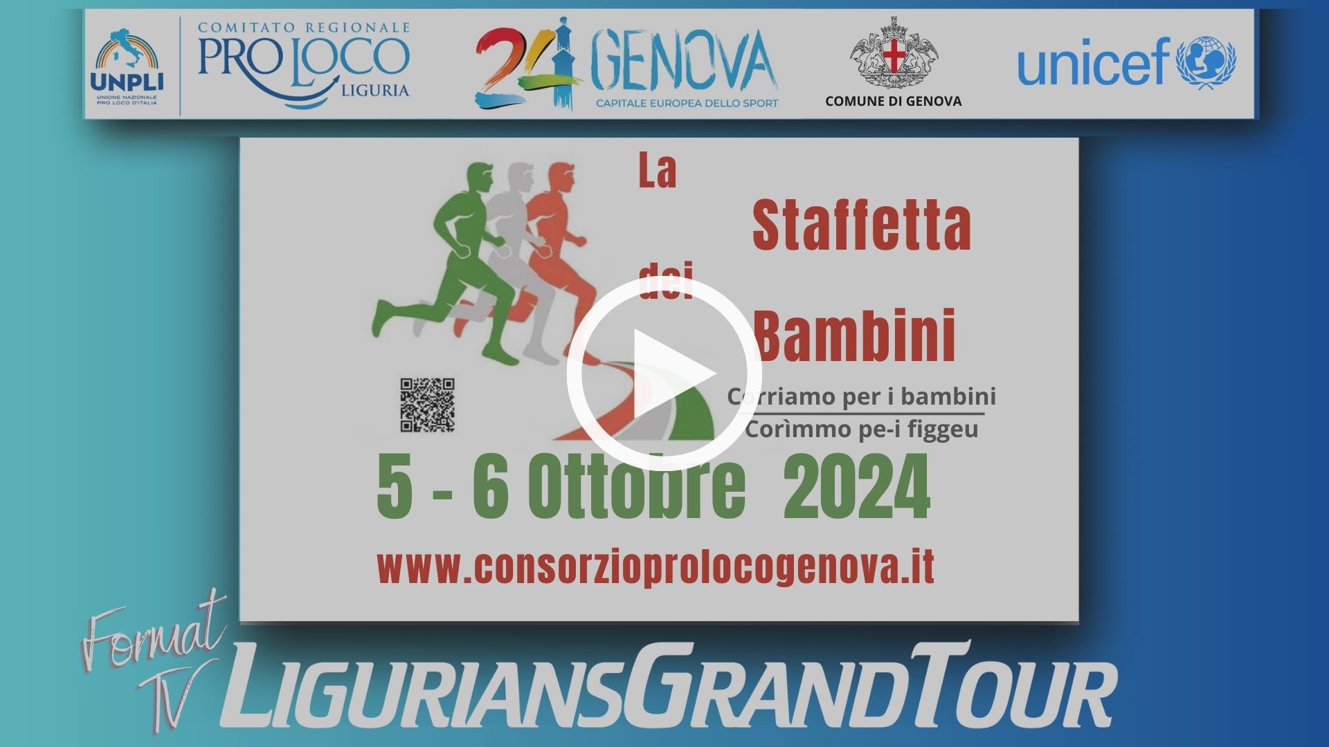 La Staffetta della Rinascita - 2024 La Staffetta dei Bambini La puntata dell'evento e le interviste sono trasmessi nel Format Ligurians e in Sport Support 