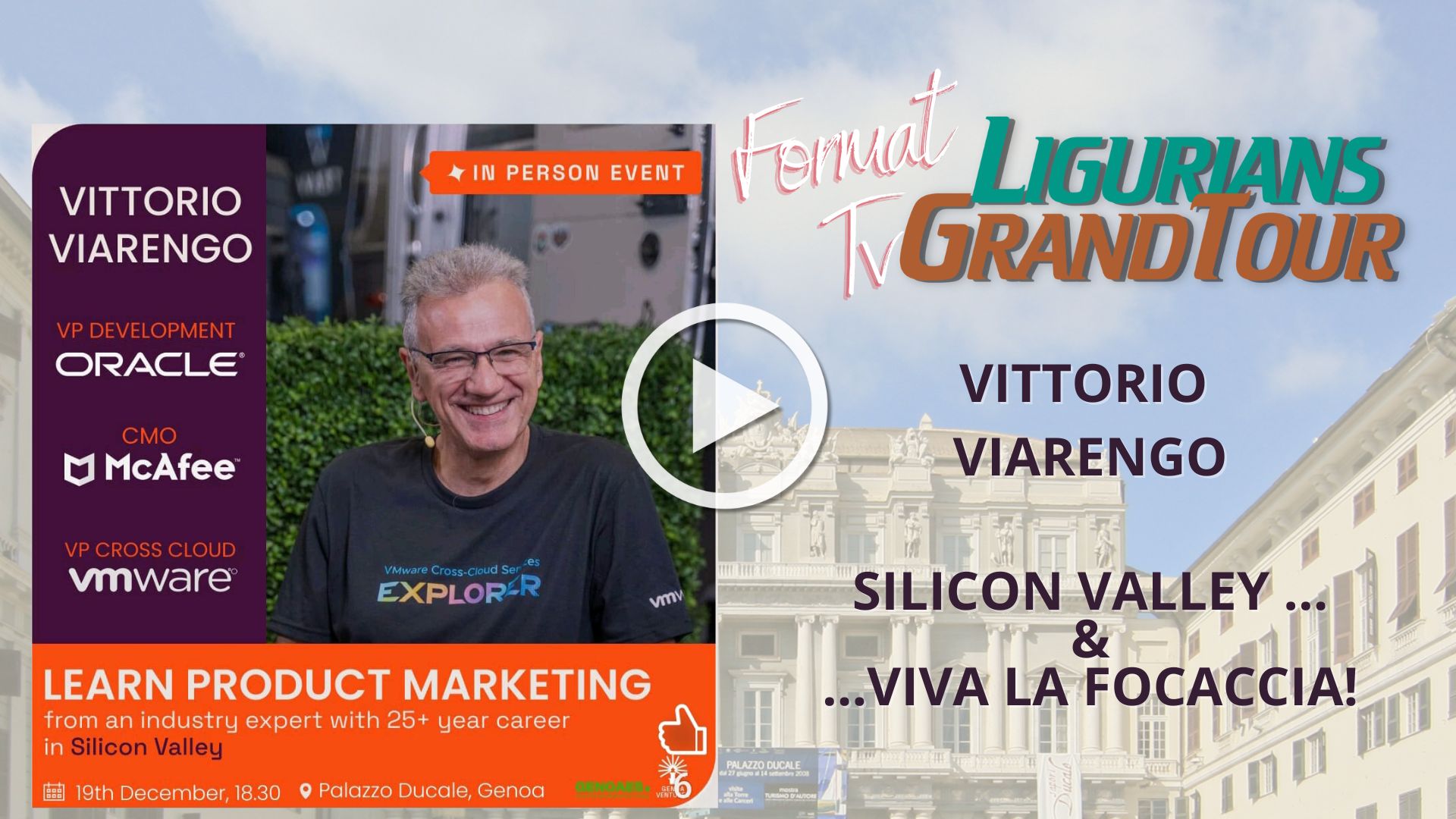 Puntata Ligurians format tv. Ambasciatori di Genova nel Mondo. Ospite Vittorio Viarengo