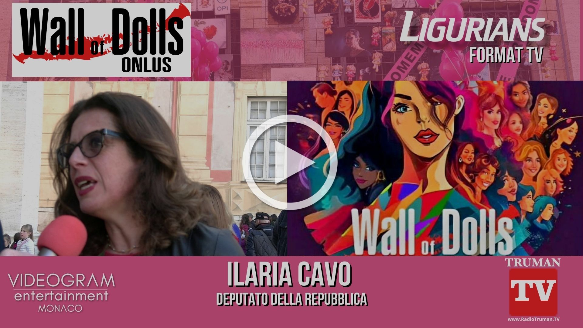 Format Ligurians Intervista a Ilaria Cavo Deputato della Repubblica.Evento Wall of Dolls 8Marzo