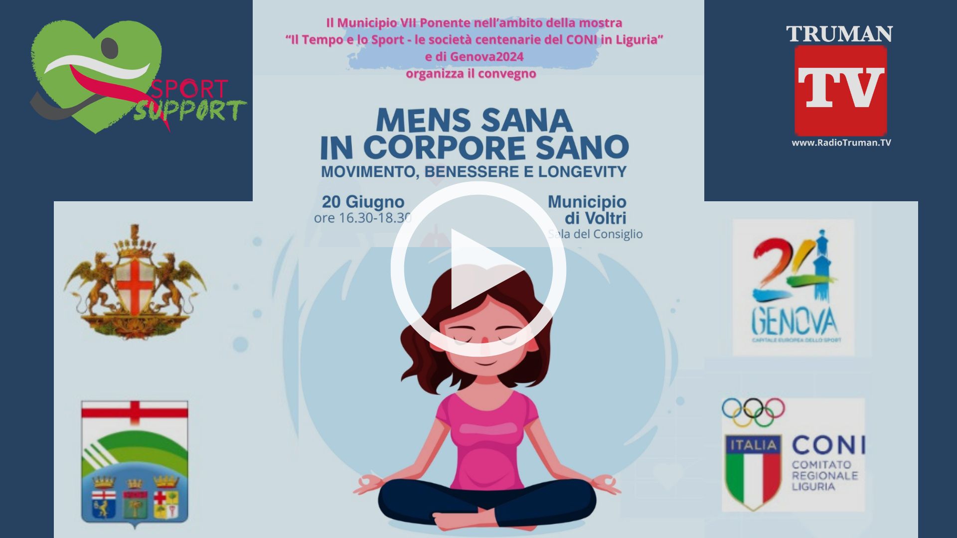 Servizio esclusivo in diretta per il Format SPORT SUPPORT - il Convegno "Mens Sana in Corpore Sano" nell'ambito di Genova 2024 capitale dello Sport e durante la mostra "Il Tempo e lo Sport - le società centenarie del CONI in Liguria".
